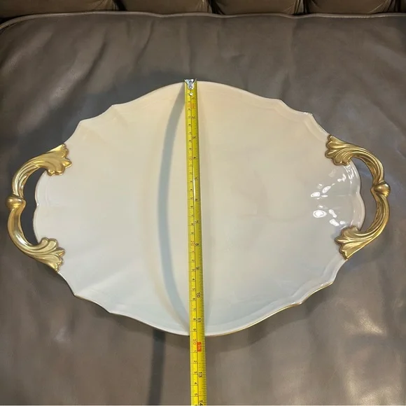 VTG Lenox Valencia Gold and Ivory Serving Platter Vintage - Picture 14 of 16
